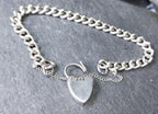 GEORG JENSEN Silver Link Bracelet with Heart Clasp Padlock - 17.9g