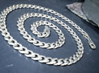 Chunky STERLING SILVER Flat Curb Link Chain Necklace - 20" Long - 32.8g