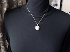 Vintage SILVER OVAL LOCKET - with Single Rose on 18" Chain - 3.2g