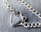 GEORG JENSEN Silver Link Bracelet with Heart Clasp Padlock - 17.9g