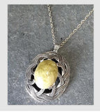 RARE Sterling SILVER Connemara Marble Pendant Necklace Miracle on 18" Chain - 9g