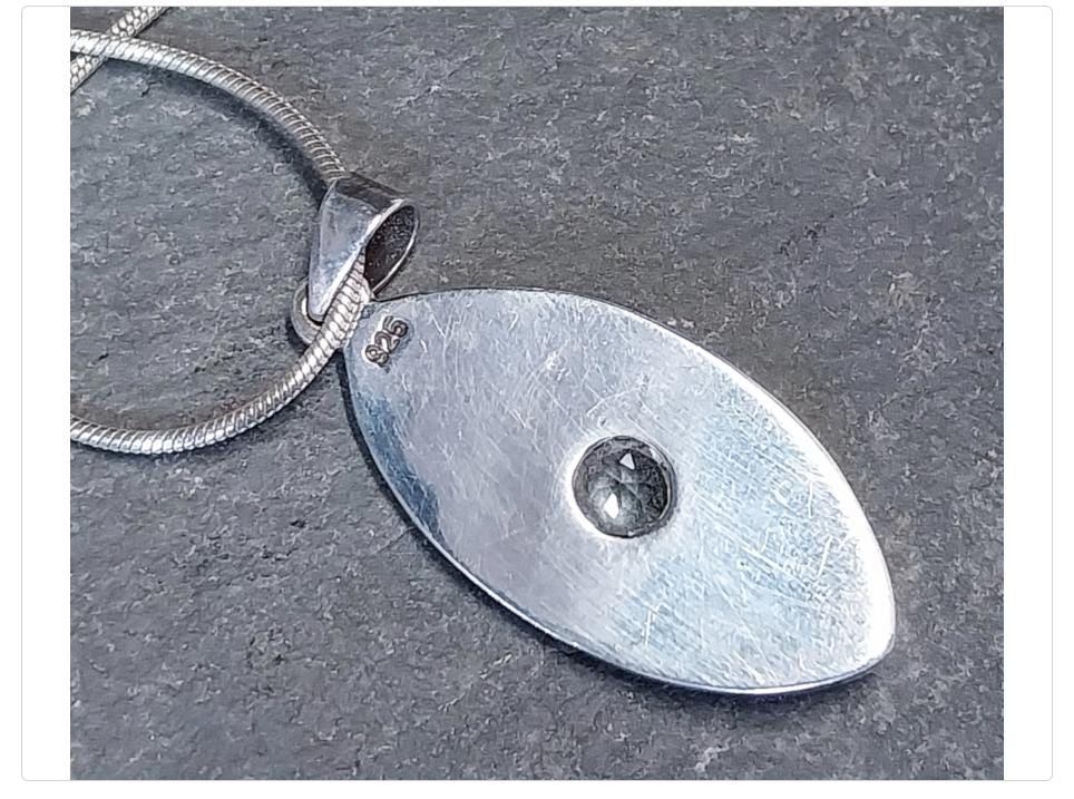 Sterling SILVER Necklace and Matching Brooch Gift Set - Blue Topaz