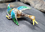 Vintage Silver and Enamel Flying Duck BROOCH - Retro, Kitsch - 4.8g