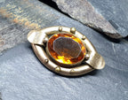 Large Antique VICTORIAN BROOCH - Citrine Coloured Gemstone 12.8g