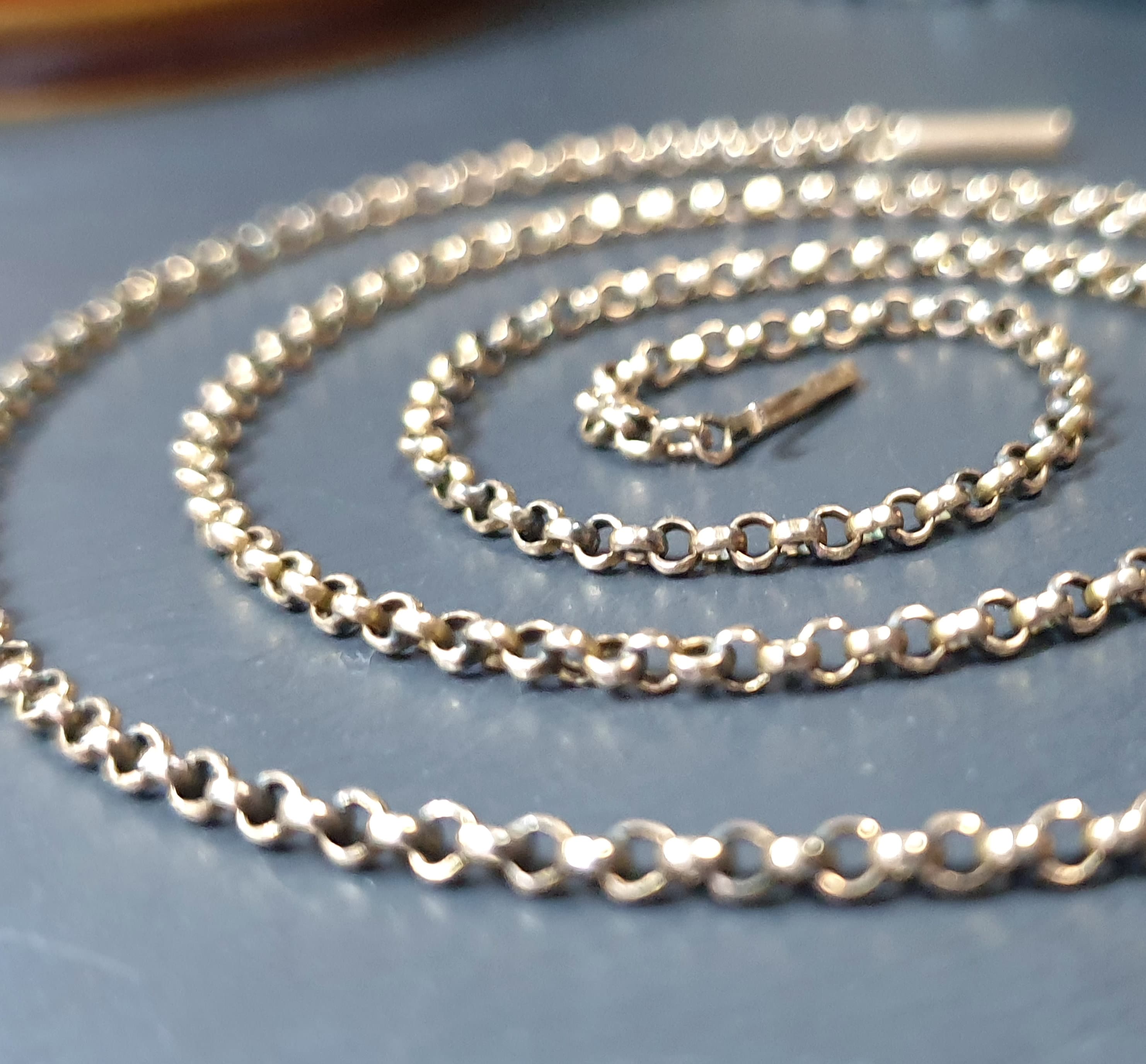 Antique 9ct ROSE GOLD BELCHER Chain Necklace with Barrel Clasp - 20" - 4.5g