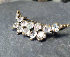 Antique Edwardian Crescent Moon BROOCH - Paste Stones - 2.7g