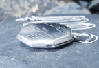 Vintage Sterling SILVER OCTAGONAL Locket on  20" Chain - 8.7g