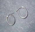 Vintage 9ct White Gold Medium HOOP EARRINGS - 20mm  - 1.2g