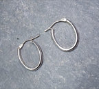 Vintage 9ct White Gold Medium HOOP EARRINGS - 20mm  - 1.2g