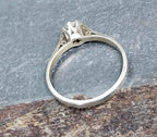 Vintage Art Deco Silver Clear Glass Ring - Size uk Q 1/2 (us 8) - 1.9g