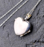 Sterling Silver Heart Locket - Small Criss Cross Pattern  on 18" Chain - 2.4g