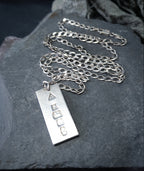 Heavy Silver INGOT PENDANT 1977 on Curb Chain Necklace - 24" Long Fully Hallmarked - 26g