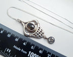 Vintage Sterling Silver Smoky quartz PENDANT NECKLACE - 20" - 6.3g
