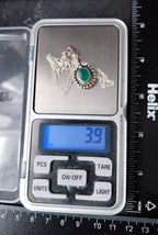 Sterling Silver Green Gemstone Necklace Pendant Drop - on 18" chain - 3.9g
