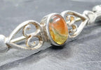 Vintage SILVER Moss Agate Bar Brooch - Sterling Silver - 3g