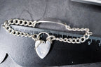 GEORG JENSEN Silver Identity Link Bracelet with Engraved Heart Clasp Padlock - 17.8g