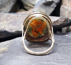 Huge Vintage 9ct Gold MOSS AGATE Ring - Dendritic - Size uk P (us 7.5) - 8.1g