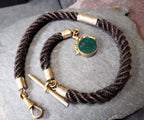 Victorian HAIR Watch chain with Rolled Gold Bloodstone swivel fob - 14" 16.4g