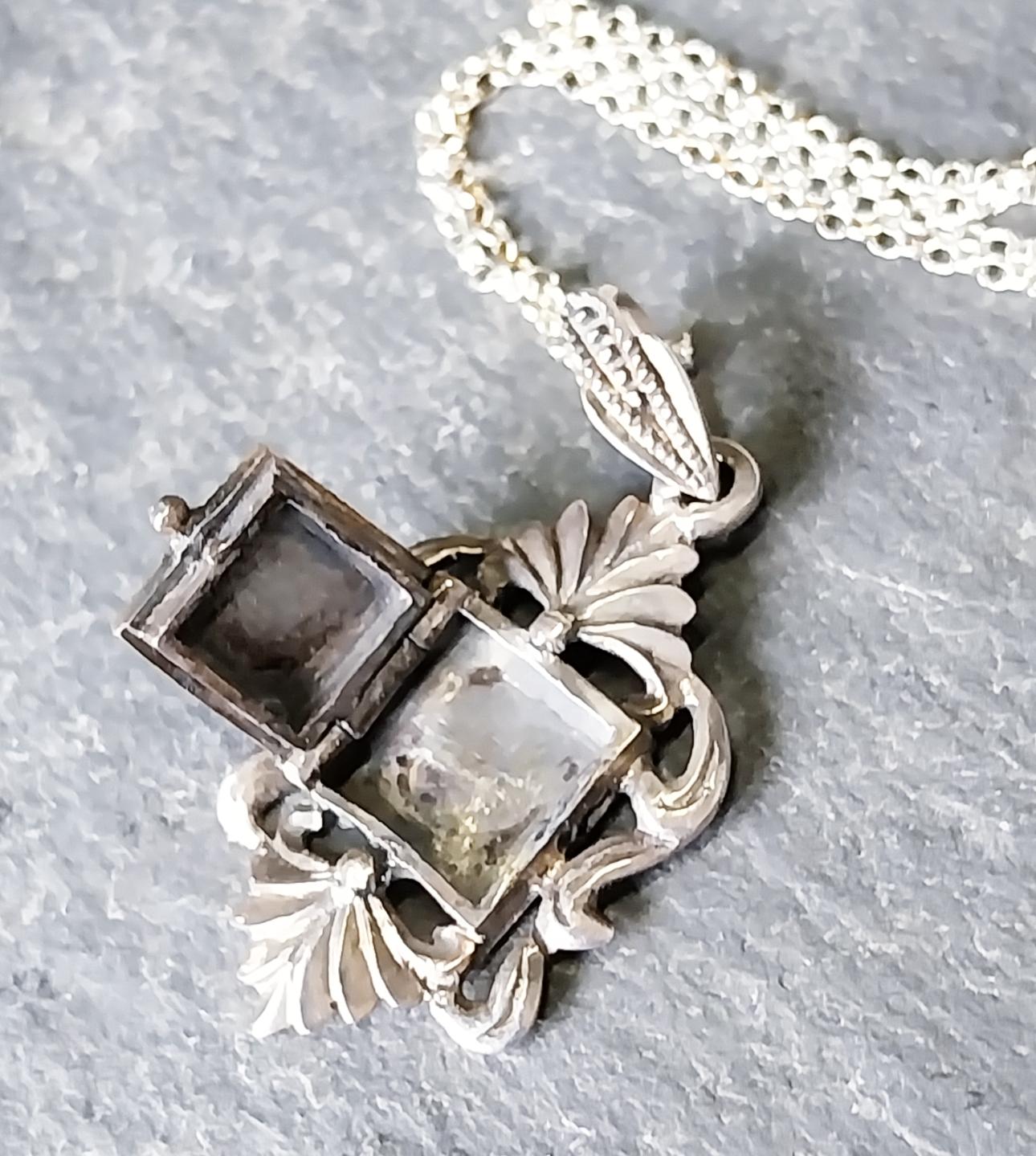 Vintage Unusual Locket - with Marcasites on 18" Chain - 5g