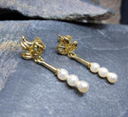 Vintage Pearl Drop Earrings - Gold Tone - 2.5g