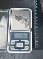 Vtg Sterling Silver Heart Locket -  Geometric Design on 19" Chain - 6.2g