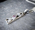 Vintage Sterling PENDANT NECKLACE with Amethyst on 18" - 4.7g