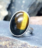 Tigers Eye RING Sterling Silver - Size uk J ( us 5) - 6.1g