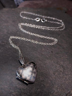 Sterling Silver Heart Locket - Small Criss Cross Pattern  on 18" Chain - 2.4g