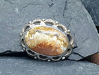 Vintage Agate Sandscape Brooch - Art Deco Sterling Silver - 8.4g