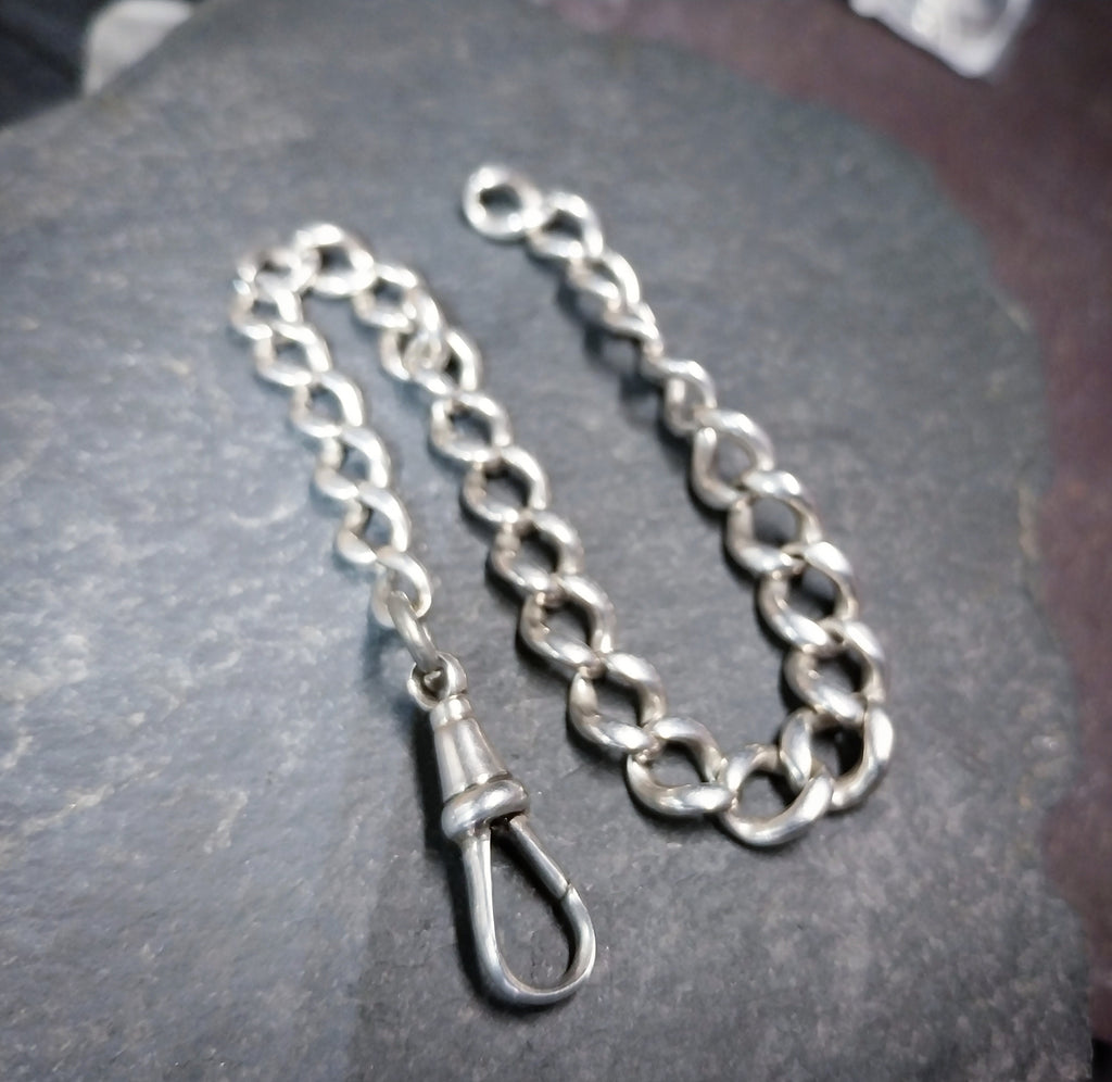 Vintage /Antique Sterling Silver Link Bracelet with Dog Clip - 21cm - 16g