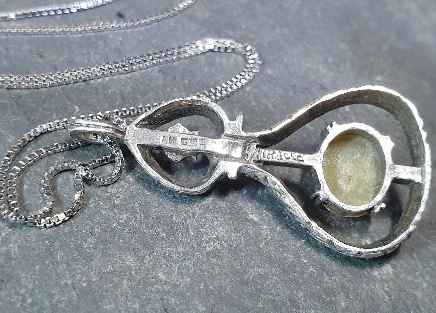 Rare Vintage Sterling Silver MIRACLE Connemara Marble NECKLACE - 6.7g
