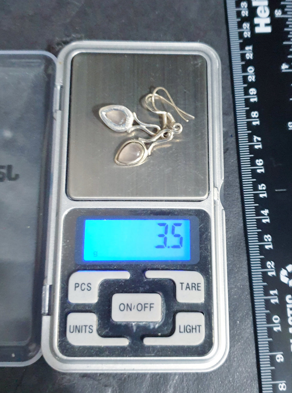 Vintage Sterling Silver Rose Quartz EARRINGS - Long Dangling  - 3.5g