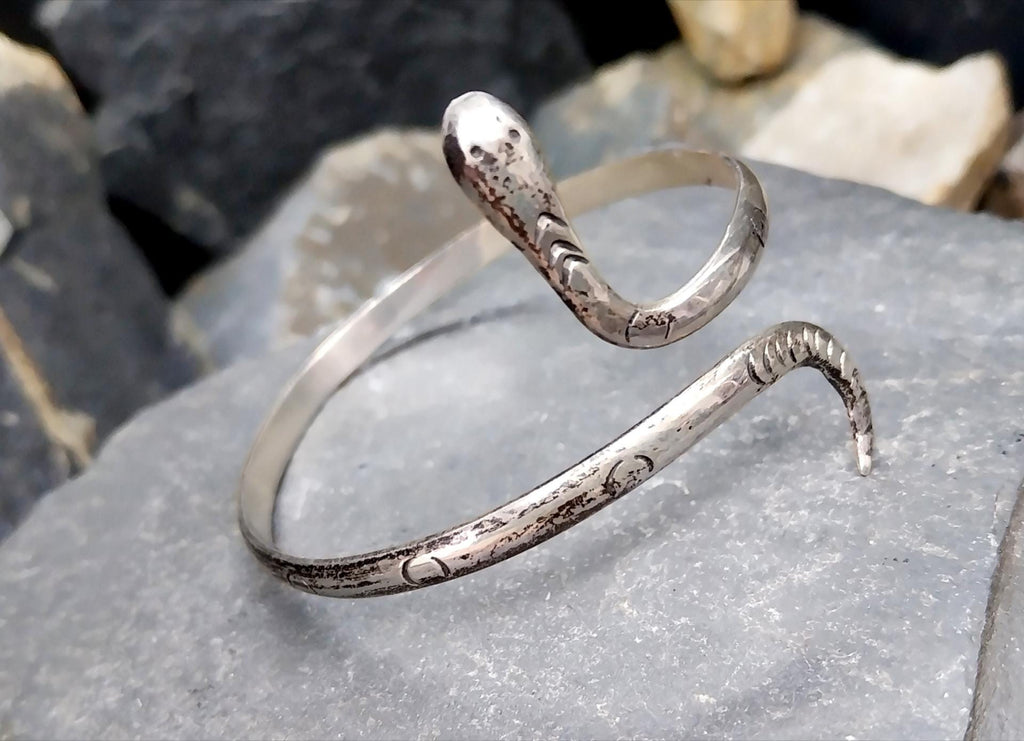 Vintage Sterling Silver Snake Serpent Bangle Bracelet - 15.7g