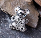 Vintage SILVER TEDDY BEAR Brooch - Sterling 3.5g