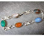 Vintage STERLING SILVER Agate and Thistle Bracelet - 20cm - 11.3g
