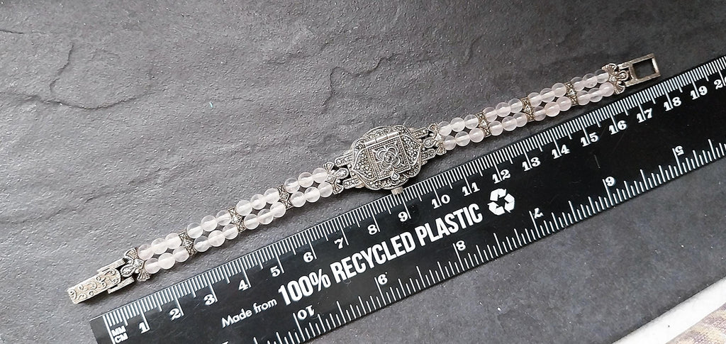 Chateau Sterling Silver Bracelet WATCH with Marcasite Opening Front 18cm - 27.8g