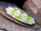 Antique Georgian Enamel BROOCH - White Lillies on Sterling Silver - c 1787 - 5.3g