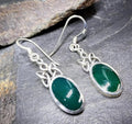 Sterling Silver Dangle Earrings - with Forest Green Agate GemStone - 4.7g