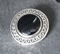 Vintage Black ONYX Brooch - Sterling Silver Swirls - 17.6g