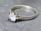 Vintage Art Deco Silver Clear Glass Ring - Size uk Q 1/2 (us 8) - 1.9g