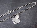 Vintage SILVER LINK BRACELET with Three Leaf Clover Charm - 5.2g