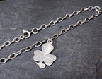 Vintage SILVER LINK BRACELET with Three Leaf Clover Charm - 5.2g