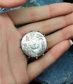 Victorian Sterling Silver Circular Brooch  - Shield Button c. 1888  - 2.9g