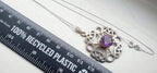 Vintage ORTAK Amethyst Pendant Necklace - Malcolm Grey on 20" silver chain - 8.2g