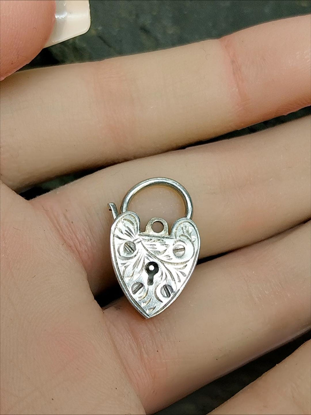 GEORG JENSEN SILVER Heart Lock Charm - for bracelet - Sterling Silver