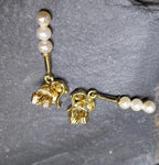 Vintage Pearl Drop Earrings - Gold Tone - 2.5g