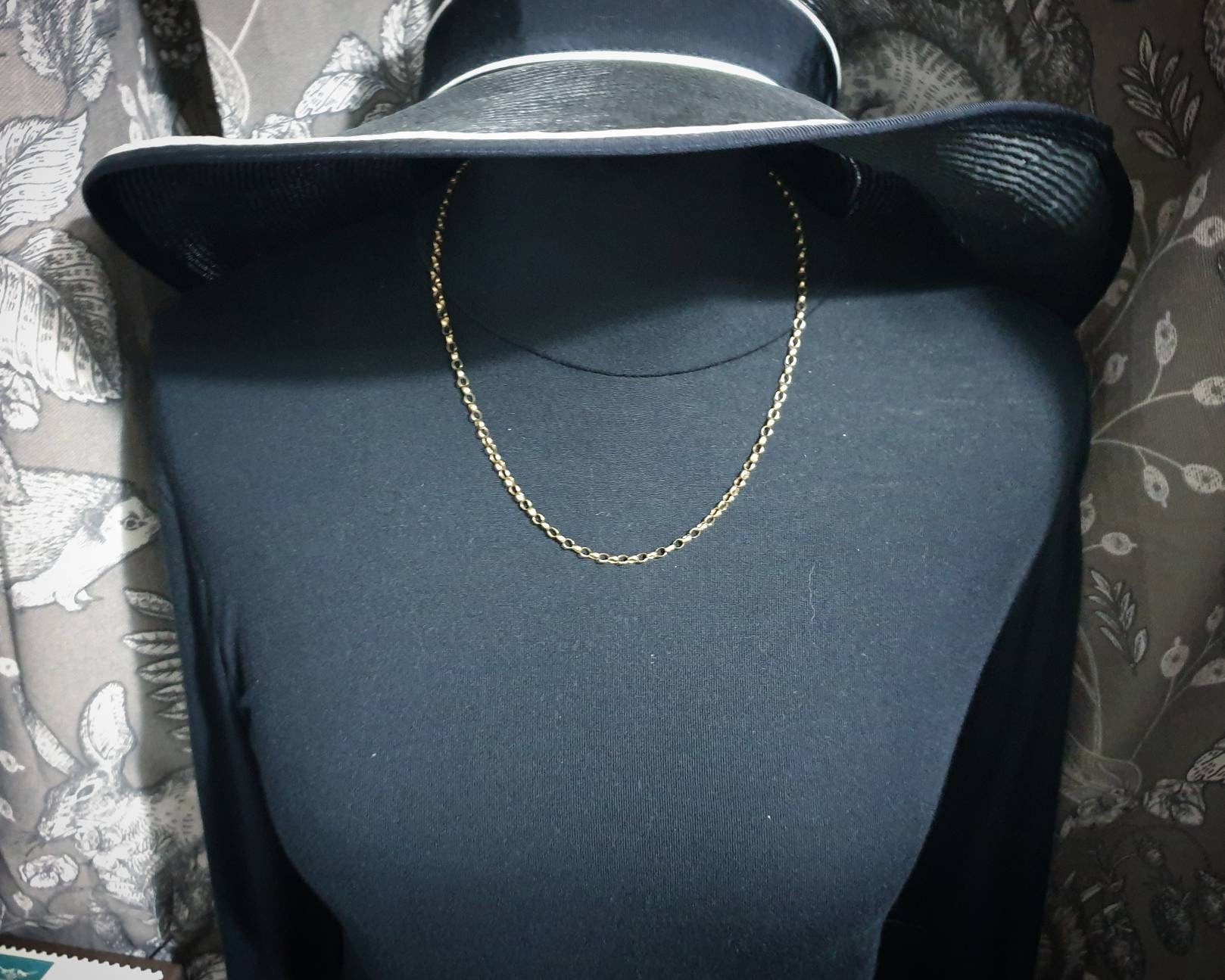 Antique 9ct GOLD BELCHER Chain Necklace with Extender Chain - 20-22" - 7.4g