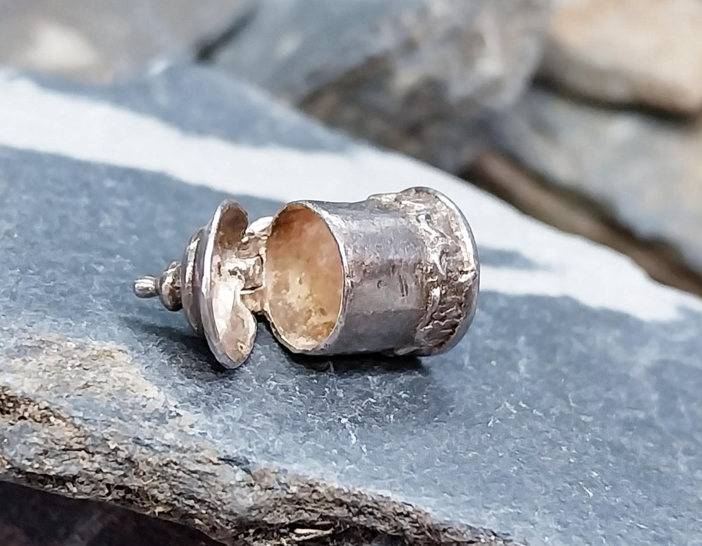 Tankard Jug Mug Charm - opening lid - 925 sterling silver - 2.7g