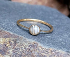 Antique Victorian 9ct Gold BANDED AGATE Ring - Size uk N (us 6.5) - 0.6g
