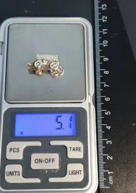 Vintage Silver COWBOY / GYPSY WAGON Charm - Opens Up - Bracelet - 5.1g